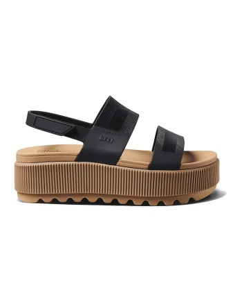 Sandale din piele ecologica cu talpa flatform Vista, Negru