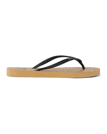 Papuci flip-flop cu branturi cu model Seaside, Negru/Bej inchis