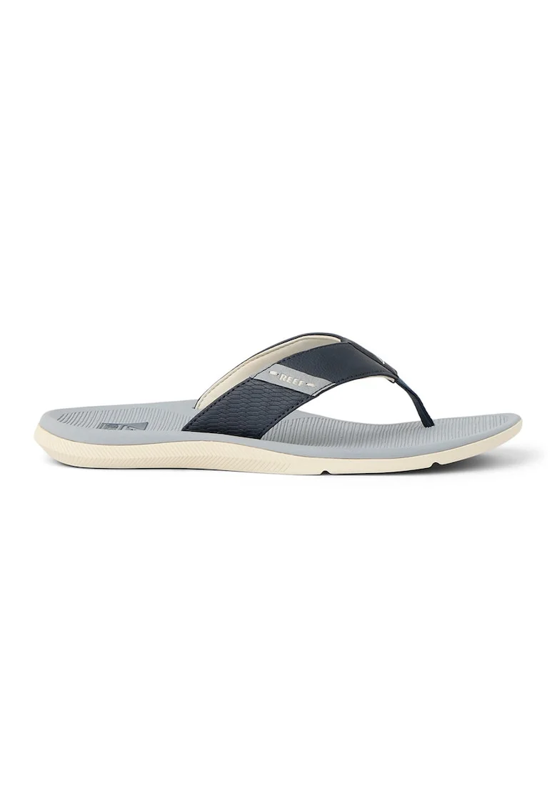 Papuci flip-flop din piele ecologica Santa Ana, Gri/Bleumarin