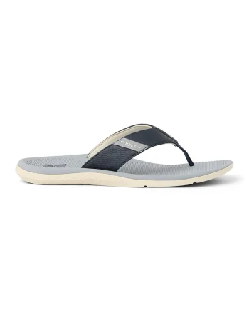 Papuci flip-flop din piele ecologica Santa Ana, Gri/Bleumarin