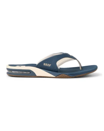 Papuci flip-flop cu model in doua tonuri Fanning, Alb fildes/Albastru petrol