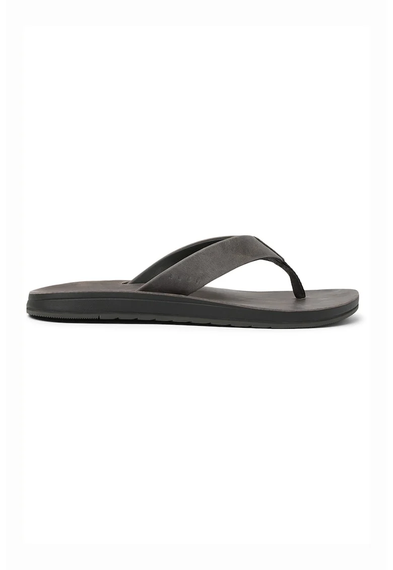 Papuci flip-flop din piele si piele intoarsa Ojai Classic, Gri maur