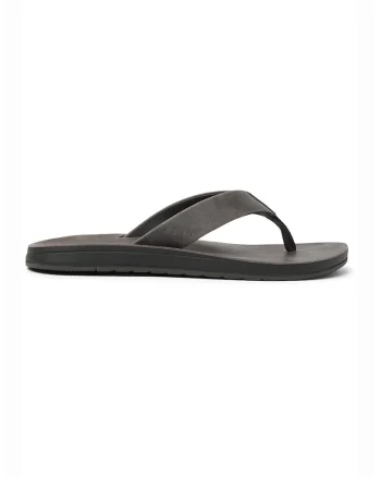 Papuci flip-flop din piele si piele intoarsa Ojai Classic, Gri maur