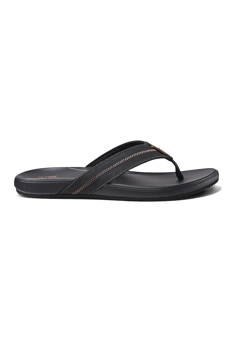 Papuci flip-flop cu cusaturi decorative, Negru