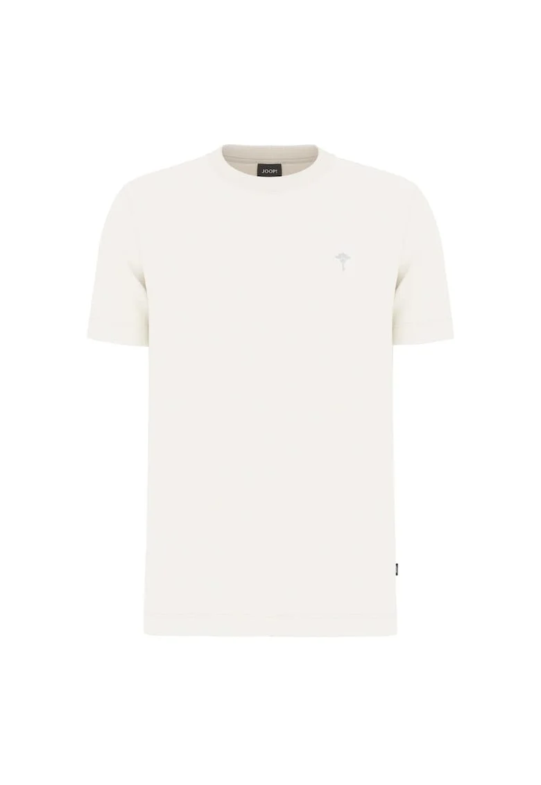 Tricou din bumbac organic cu decolteu la baza gatului, Crem