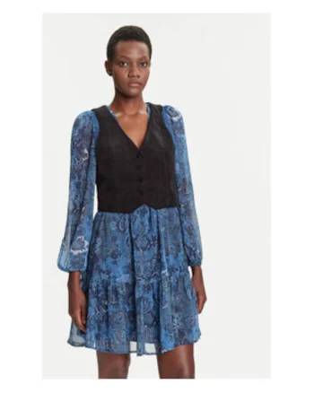 Rochie casual Dama,  albastru, 100% poliester,