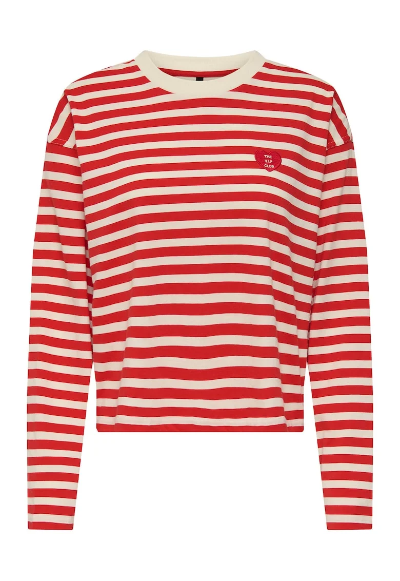 Bluza dama,  bumbac, rosu/ecru,