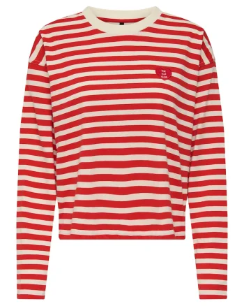 Bluza dama,  bumbac, rosu/ecru,