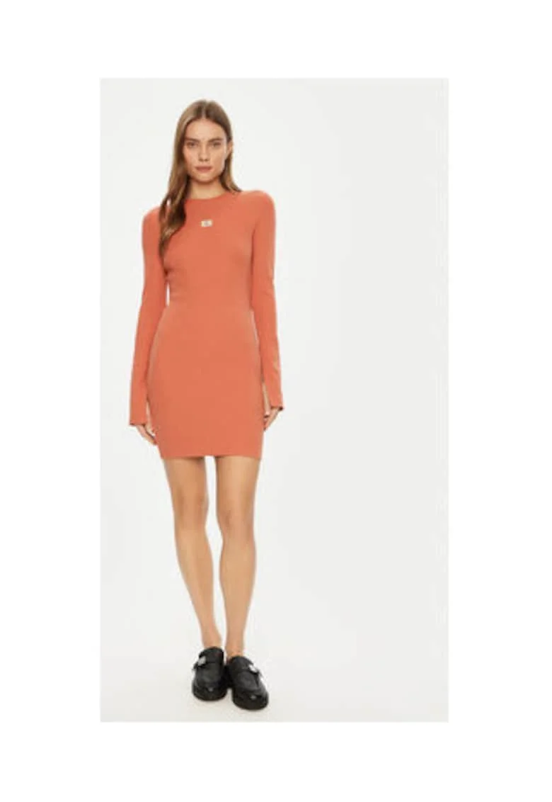 Rochie de zi Dama,  portocalie, bumbac-elastan,