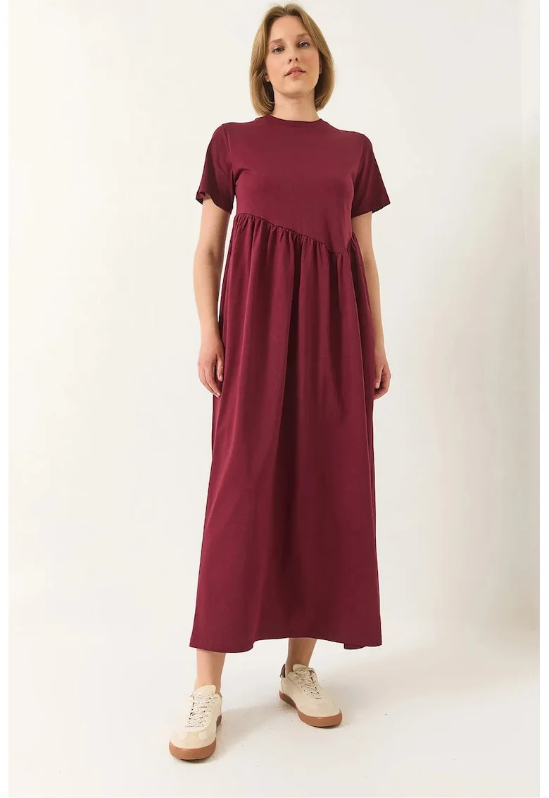 Rochie maxi tricotata, HiCCUP, lejera, rosie, bumbac