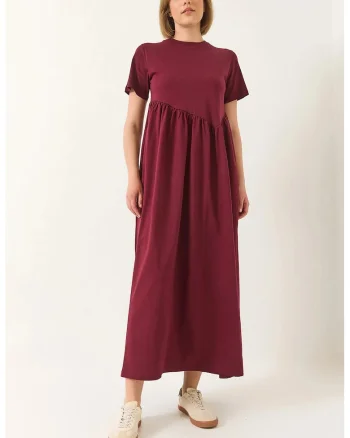 Rochie maxi tricotata, HiCCUP, lejera, rosie, bumbac