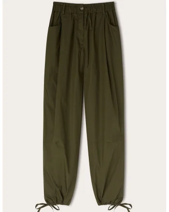 Pantaloni din bumbac cu terminatie cu snur de ajustare, Verde masliniu