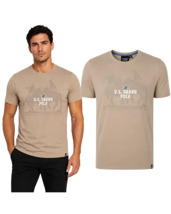 Tricou cu imprimeu logo, Bej
