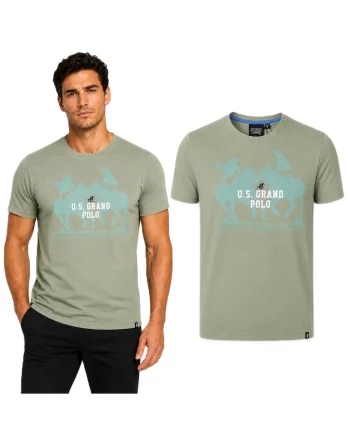Tricou cu imprimeu contrastant si decolteu la baza gatului