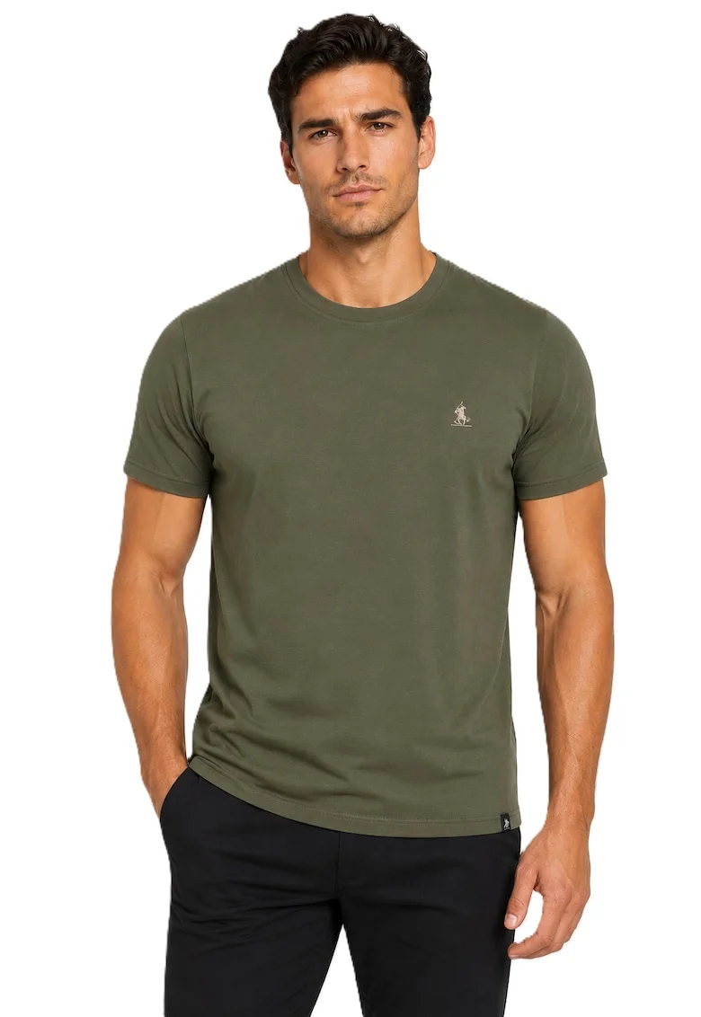 Tricou din bumbac cu detaliu logo, Kaki