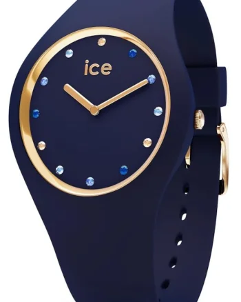 Ceas de dama,  016301, curea bleu, carcasa aurie, potrivit pentru inot