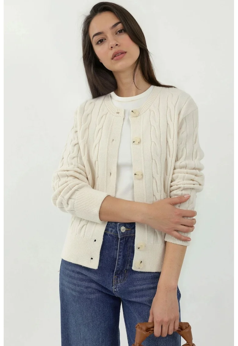 Cardigan,  cu nasturi, pulover dama, Fildes Natural,
