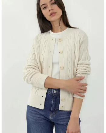 Cardigan,  cu nasturi, pulover dama, Fildes Natural,