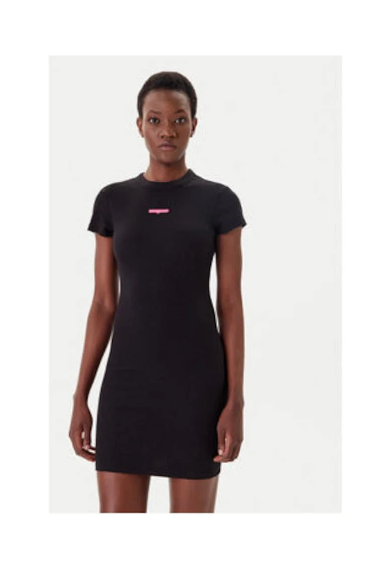 Rochie casual Dama,  negru, bumbac-elastan