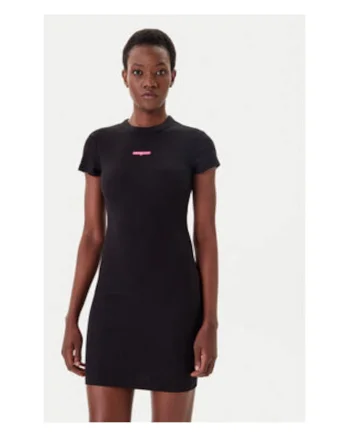 Rochie casual Dama,  negru, bumbac-elastan