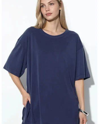 Tricou dama  bleumarin, croiala lejera, maneca scurta, material modal