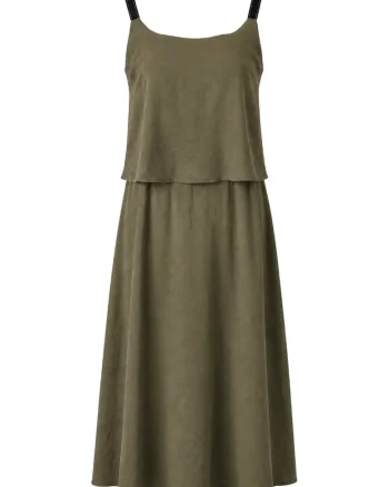 Rochie Maxi,  A-line, Kaki