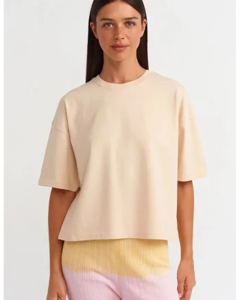 Tricou dama,  tricou supradimensionat, bumbac 100%, bej natural