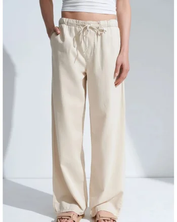Blugi dama,  picior larg, talie medie, bej natural, denim