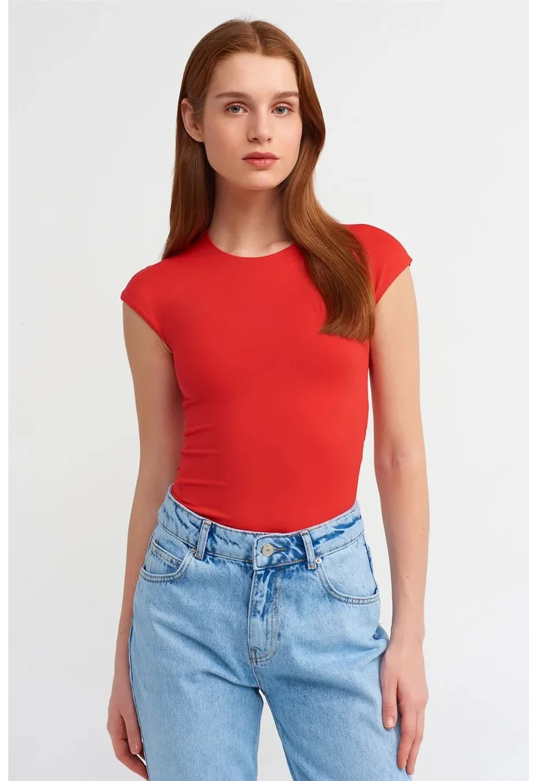 Tricou dama,  Slim Fit, rosu, 90% nailon, 10% elastan