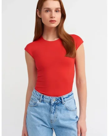 Tricou dama,  Slim Fit, rosu, 90% nailon, 10% elastan