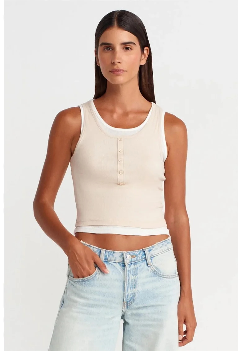 Bluza dama,  bluza fara maneci, crem natural, 100% bumbac