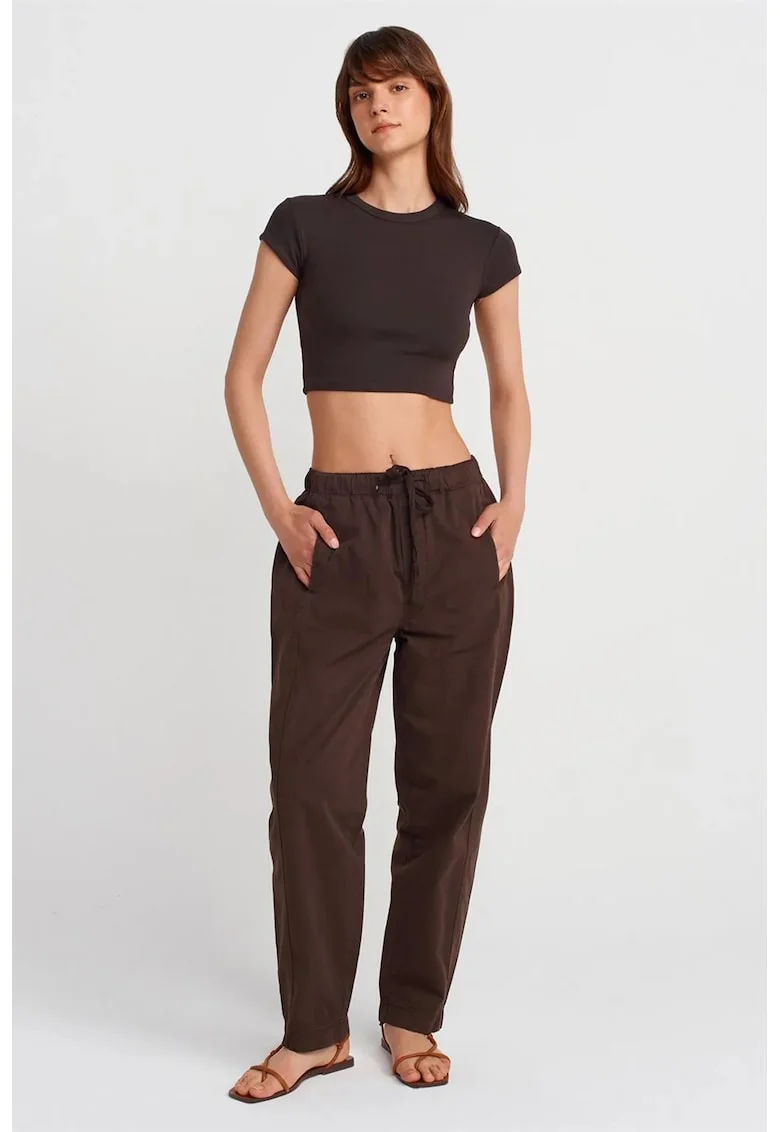 Pantaloni dama, jogger, maro cafea, Maro