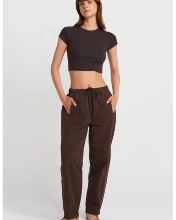 Pantaloni dama, jogger, maro cafea, Maro