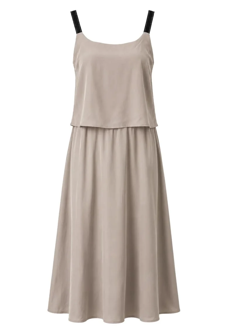 Rochie Maxi Femei,  A-line, volanase, piatra naturala, modal-poliester