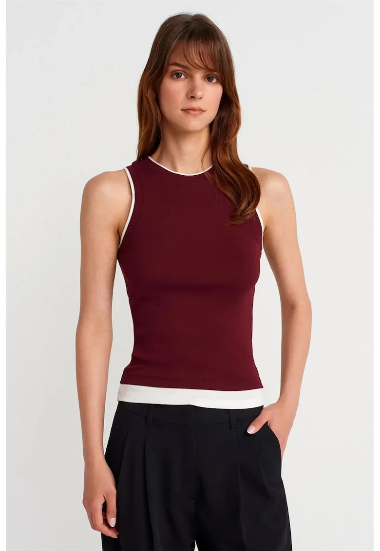 Bluza dama,  bumbac reiat, fara maneci, rosu bordeaux