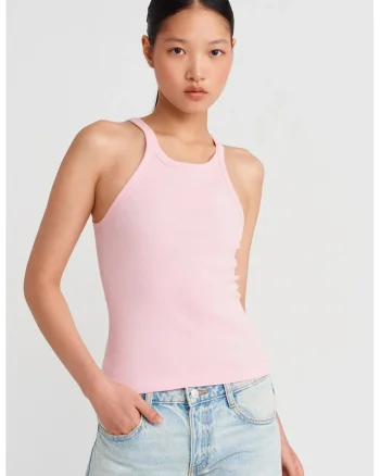 Bluza dama,  fara maneci, roz pudra, bumbac