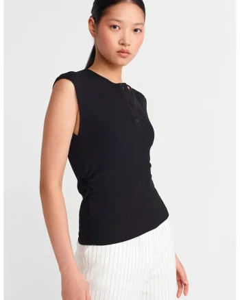 Bluza dama,  bluza fara maneci, casual, negru, bumbac