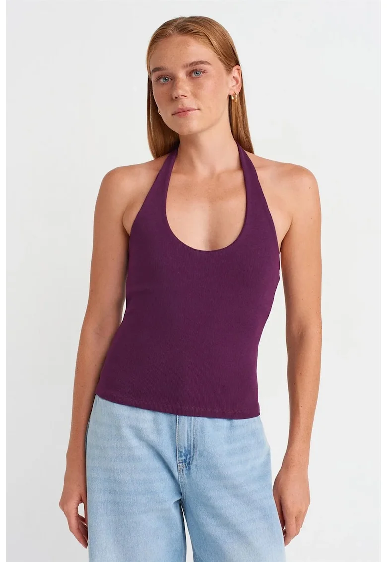 Bluza dama,  bluza fara maneci, casual, mov, 95% bumbac