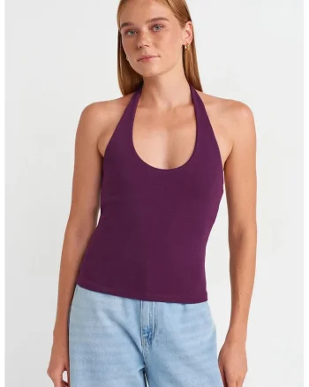Bluza dama,  bluza fara maneci, casual, mov, 95% bumbac