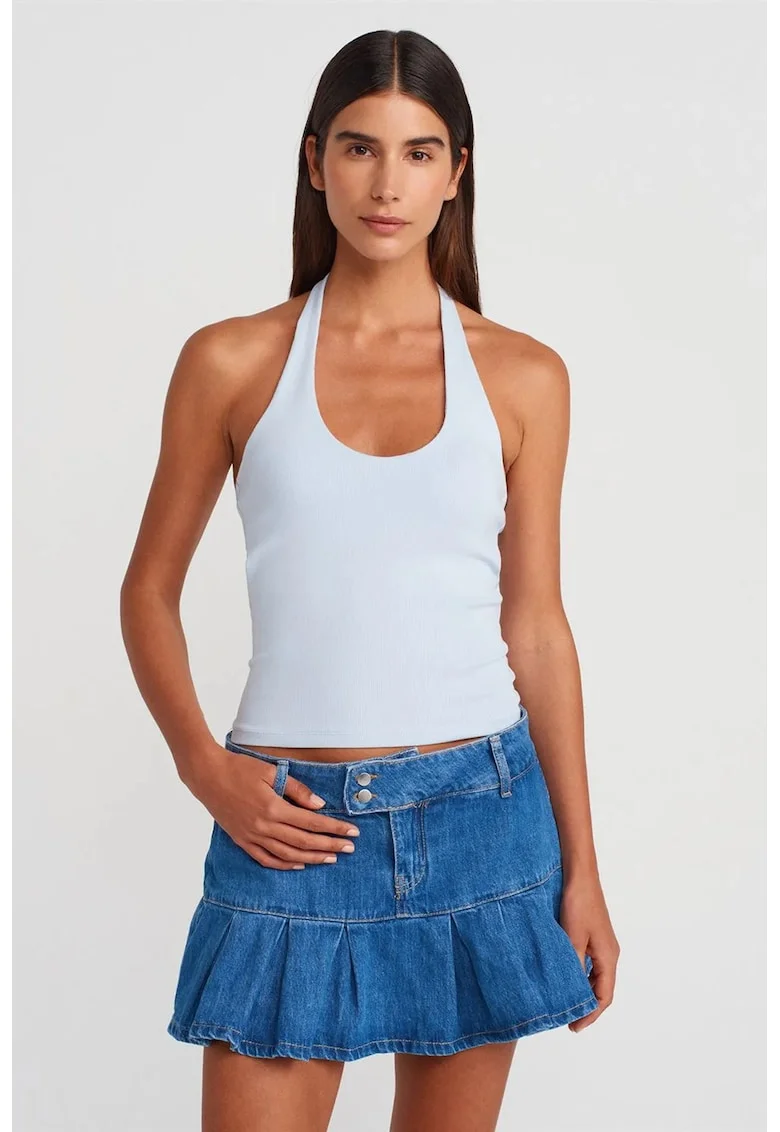 Bluza dama,  fara maneci, alb, bumbac si elastan