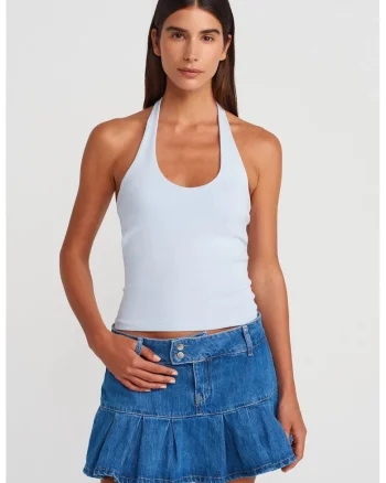 Bluza dama,  fara maneci, alb, bumbac si elastan