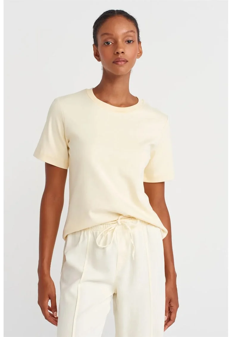 Tricou dama,  tricou din bumbac, maneca scurta, crem natural