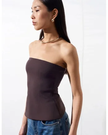 Bluza dama,  croiala slim, maro cafea, 80% bumbac