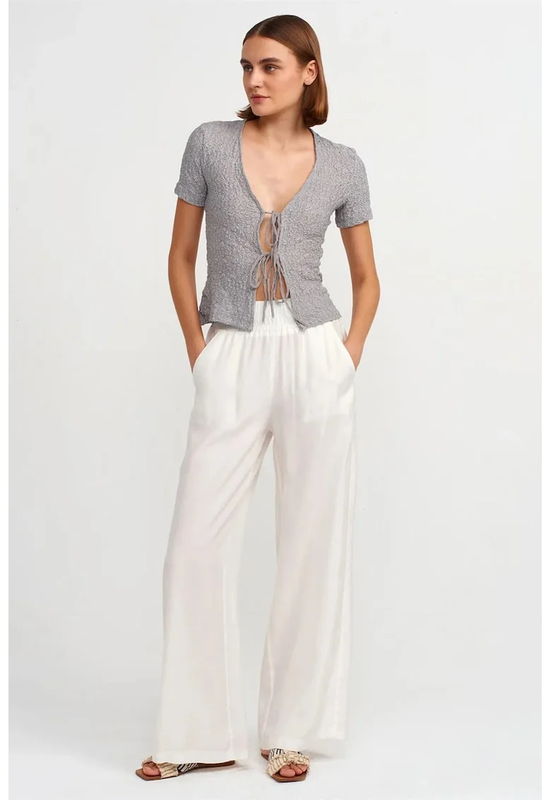 Bluza dama,  Bluza Fitted Crop din Dantela, Gri deschis, Casual, Maneca scurta