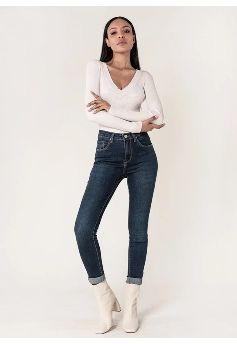 Blugi Dama Albastru inchis Slim  P078-2A M9 18395, Albastru inchis