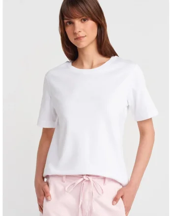 Tricou dama  bumbac, maneca scurta, alb
