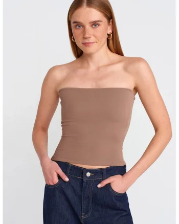 Bluza dama,  slim fit, maro mocha, bumbac elastan