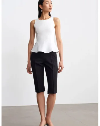 Bluza dama,  Bluza tip Peplum, mulata, Alb, Crep