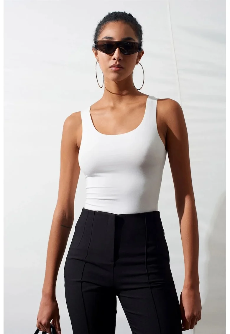 Bluza dama,  Cami, elastic, alb, amestec de bumbac
