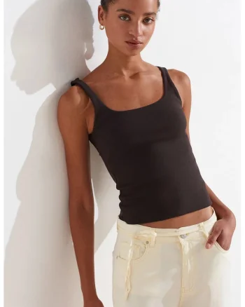 Bluza dama,  fara maneci, negru, bumbac elastan
